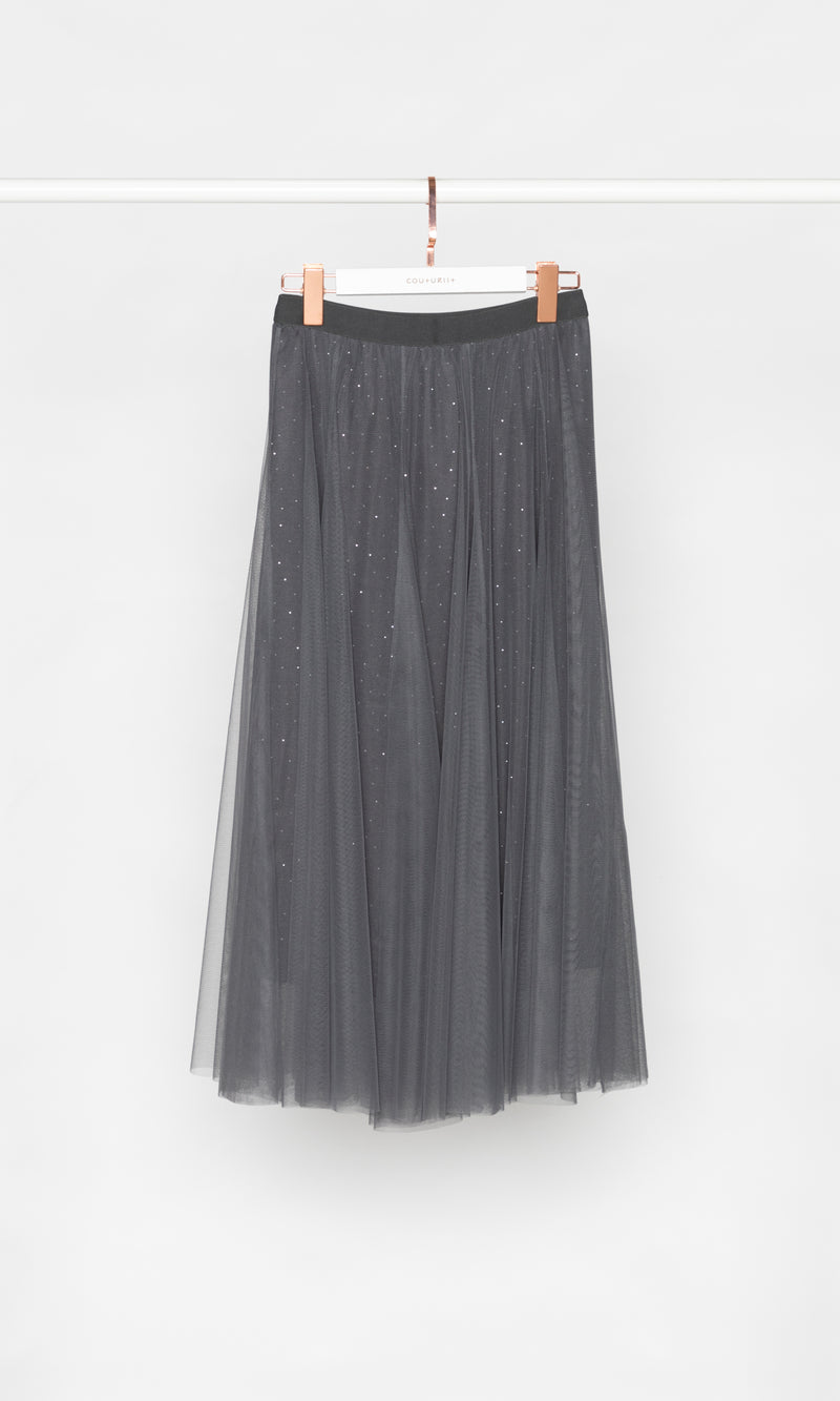 Studs Layer Flare Tulle Skirt
