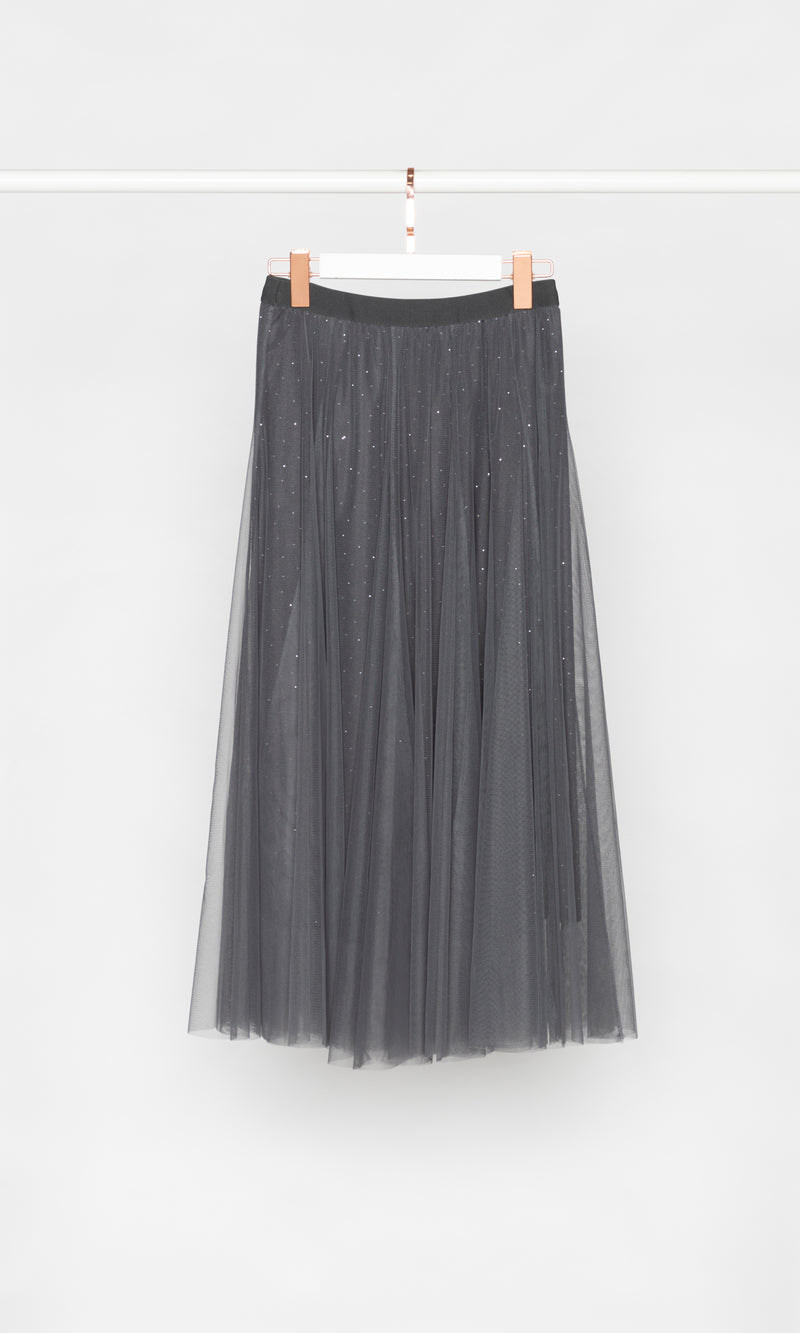 Studs Layer Flare Tulle Skirt
