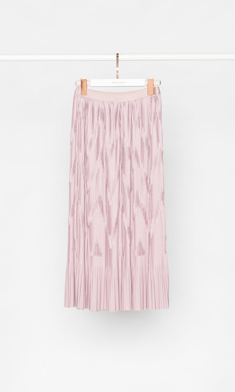 Wavy Pleated Midi Skirt