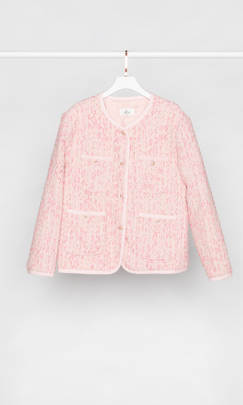 Oversized Pink Tweed Jacket