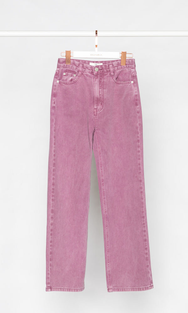 High-waisted Pink Wide Leg Jeans