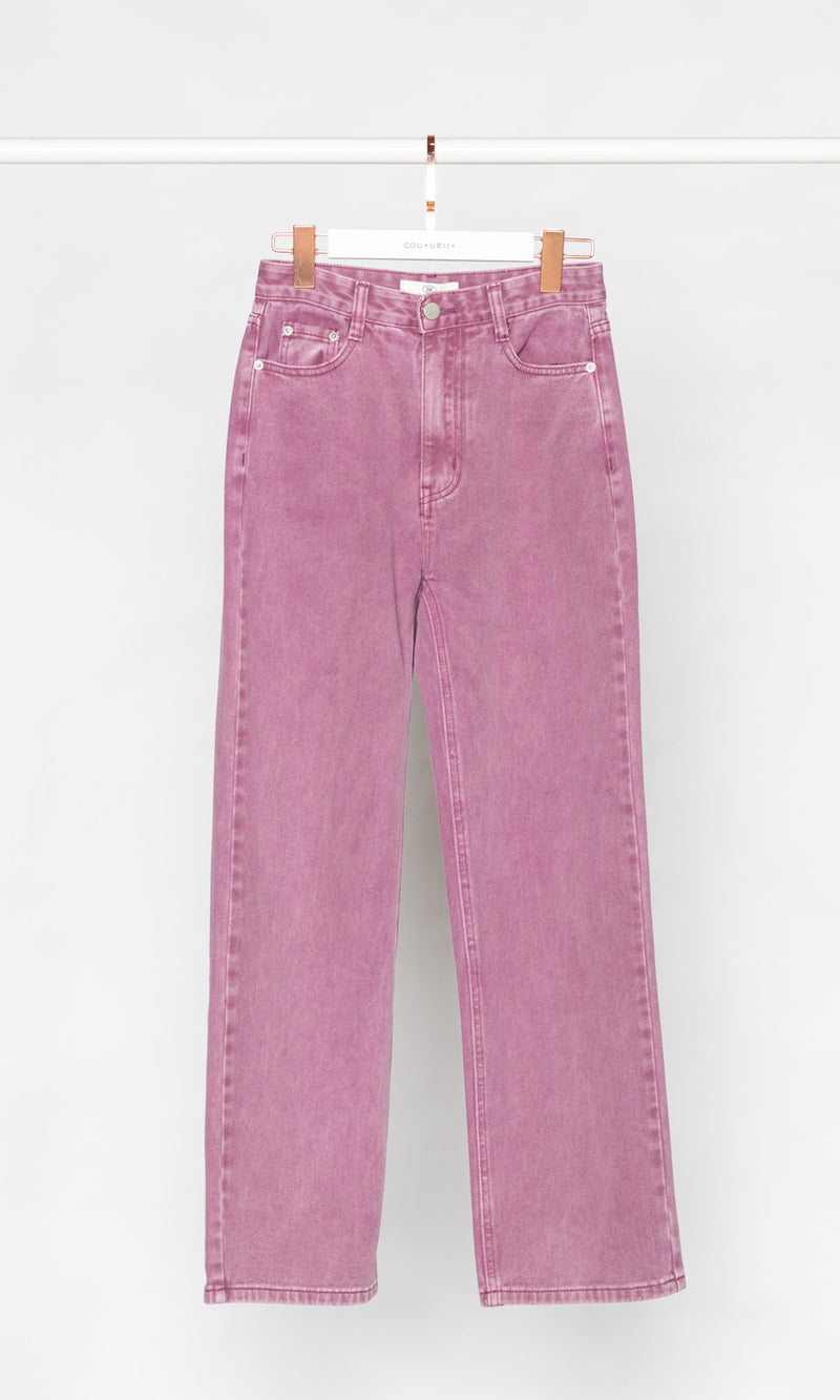 High-waisted Pink Wide Leg Jeans