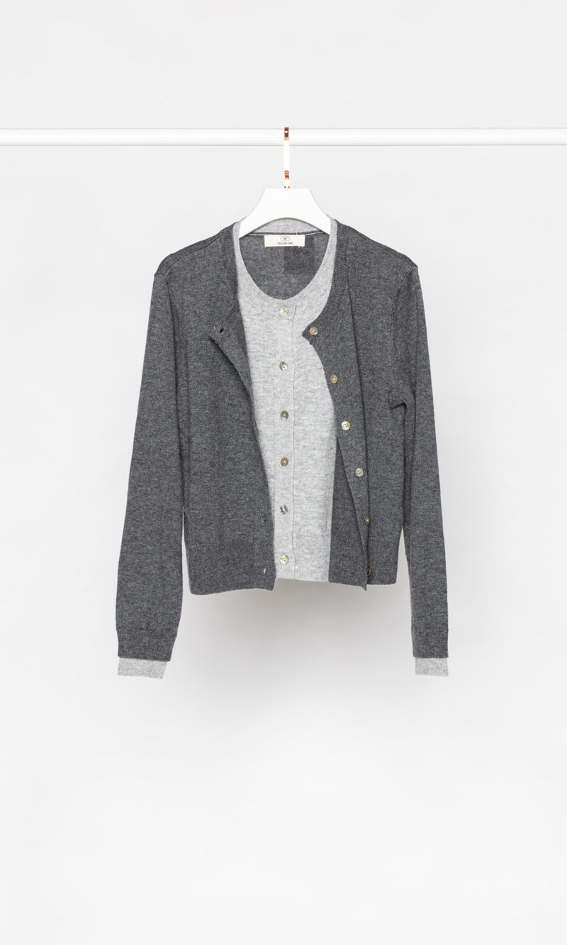 Contrasting Layers Button-up Cardigan