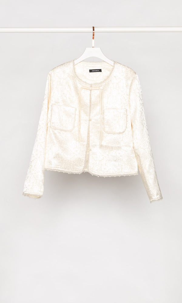 Pearl Edges Jacket with Knot Button