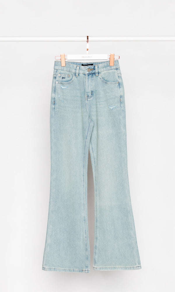 Washed Blue Flare Jeans