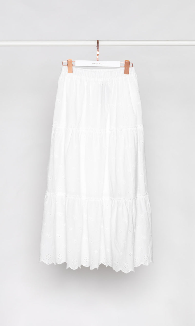Flower Lace Cotton Maxi Skirt