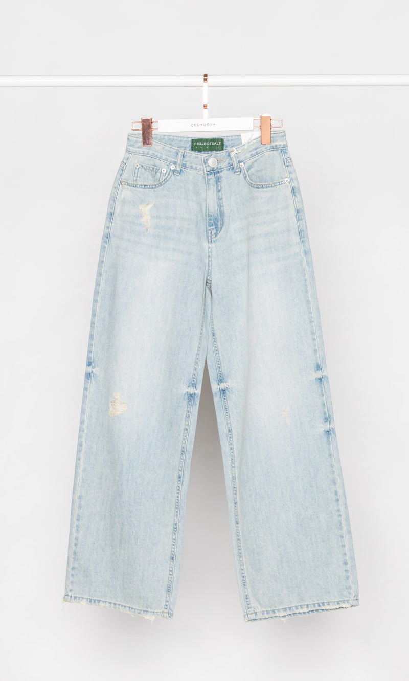 Small Distresses Wide Leg Jeans