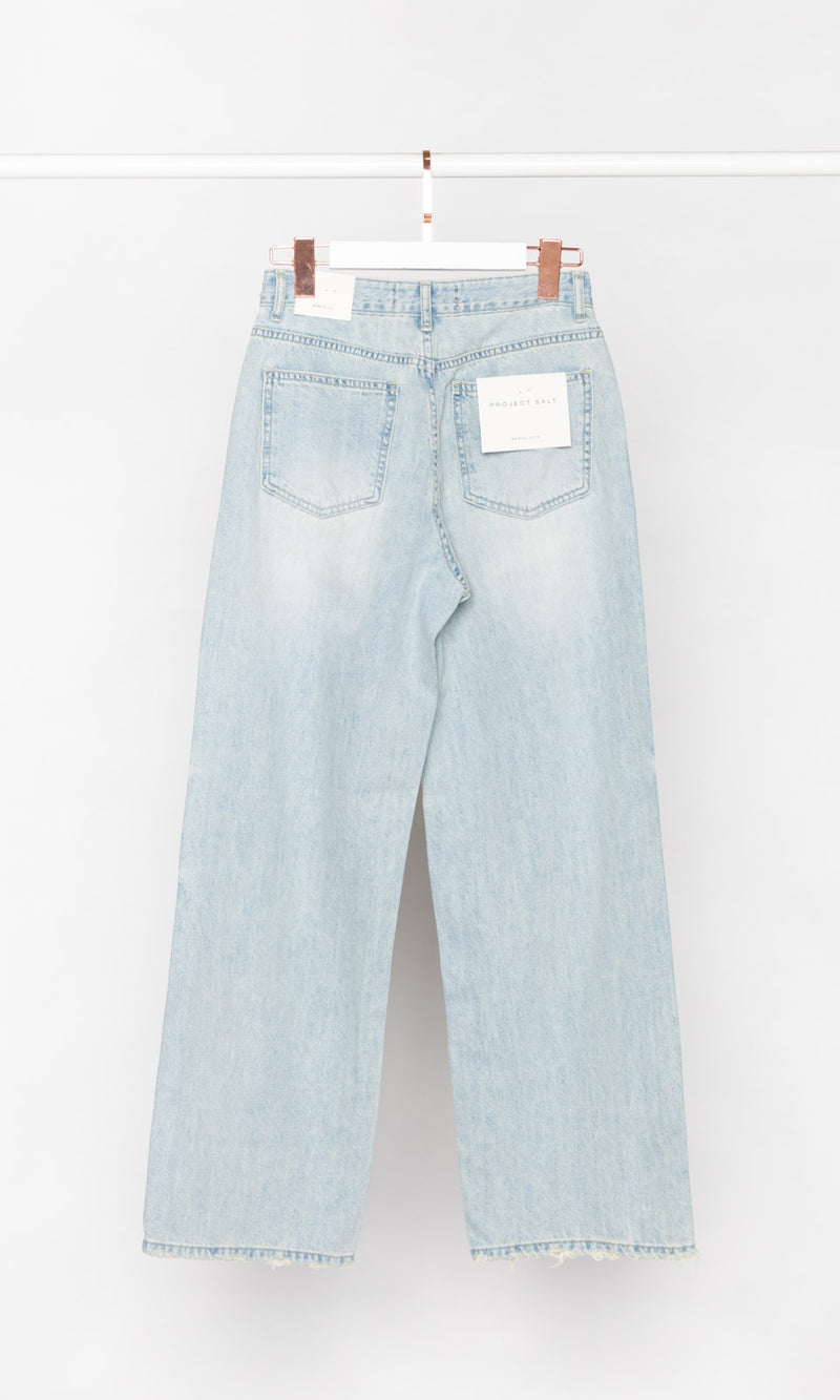 Small Distresses Wide Leg Jeans