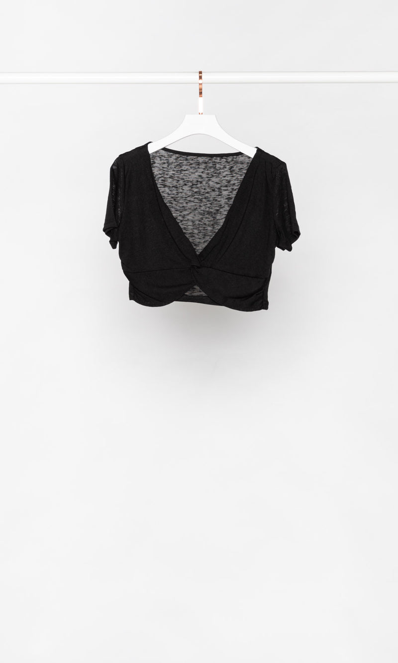 Front Knot V-neck Crop T-shirt