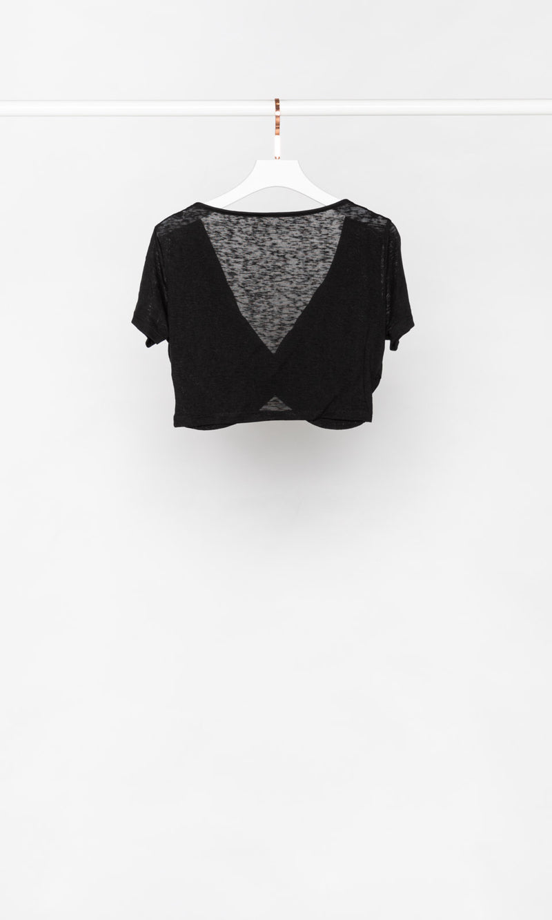 Front Knot V-neck Crop T-shirt