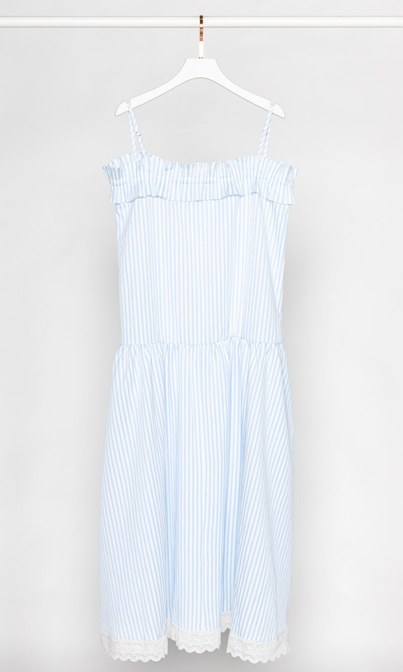 Front Tie Stripe Flare Maxi Dress