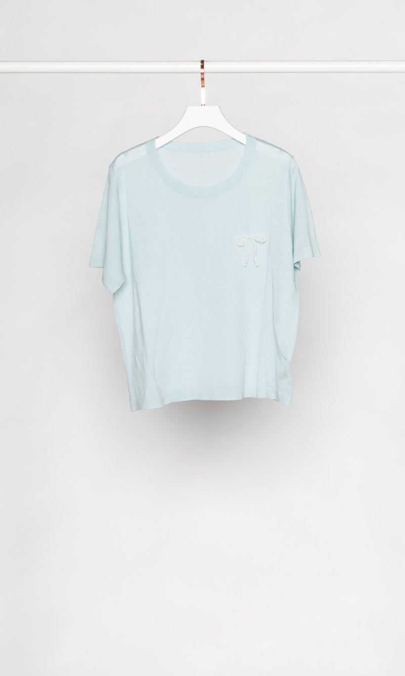 Pearl Bow Knit T-shirt