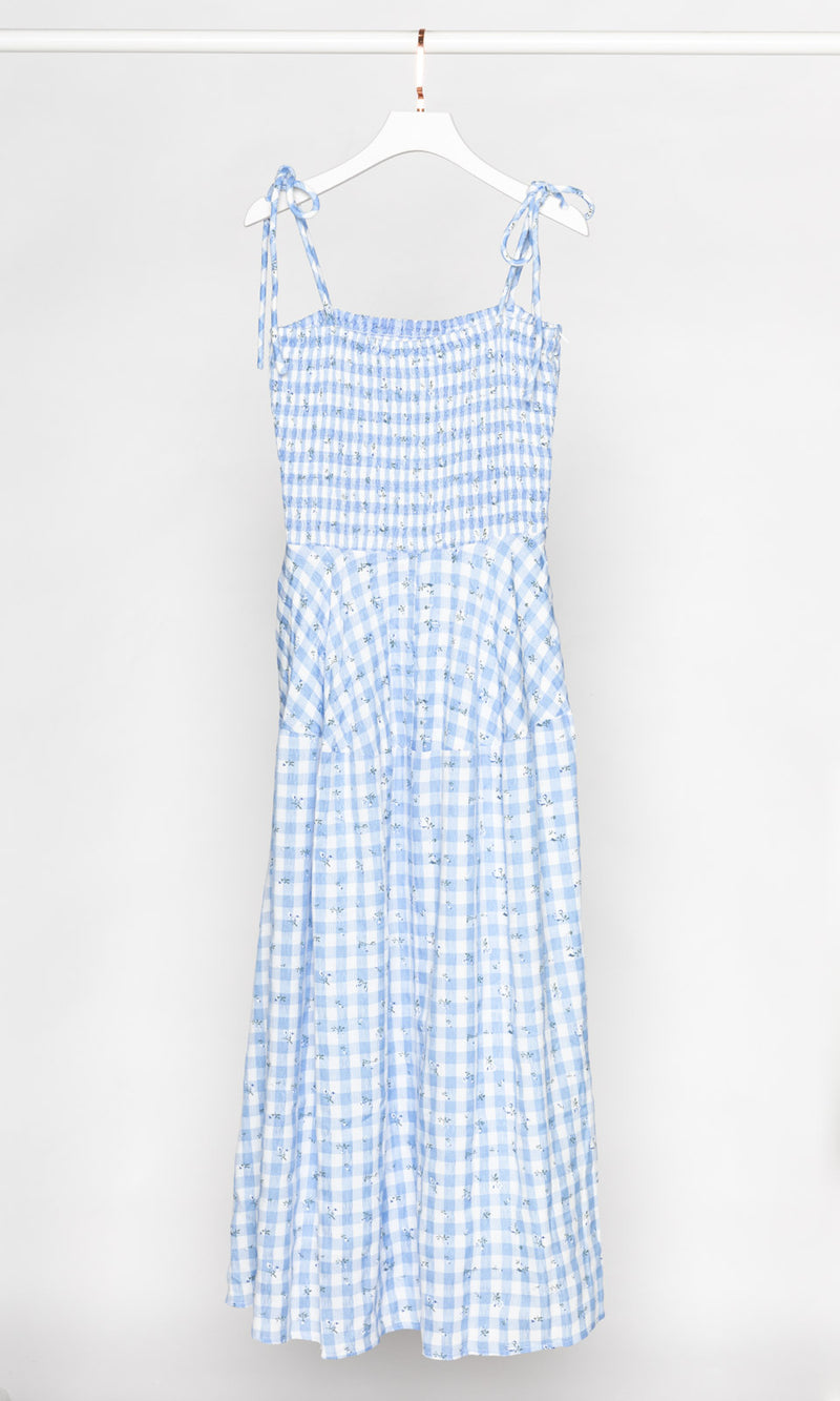 Tie Straps Smocked Maxi Dress