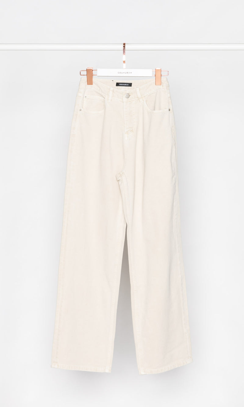 High-waisted Basic Relax White Jeans