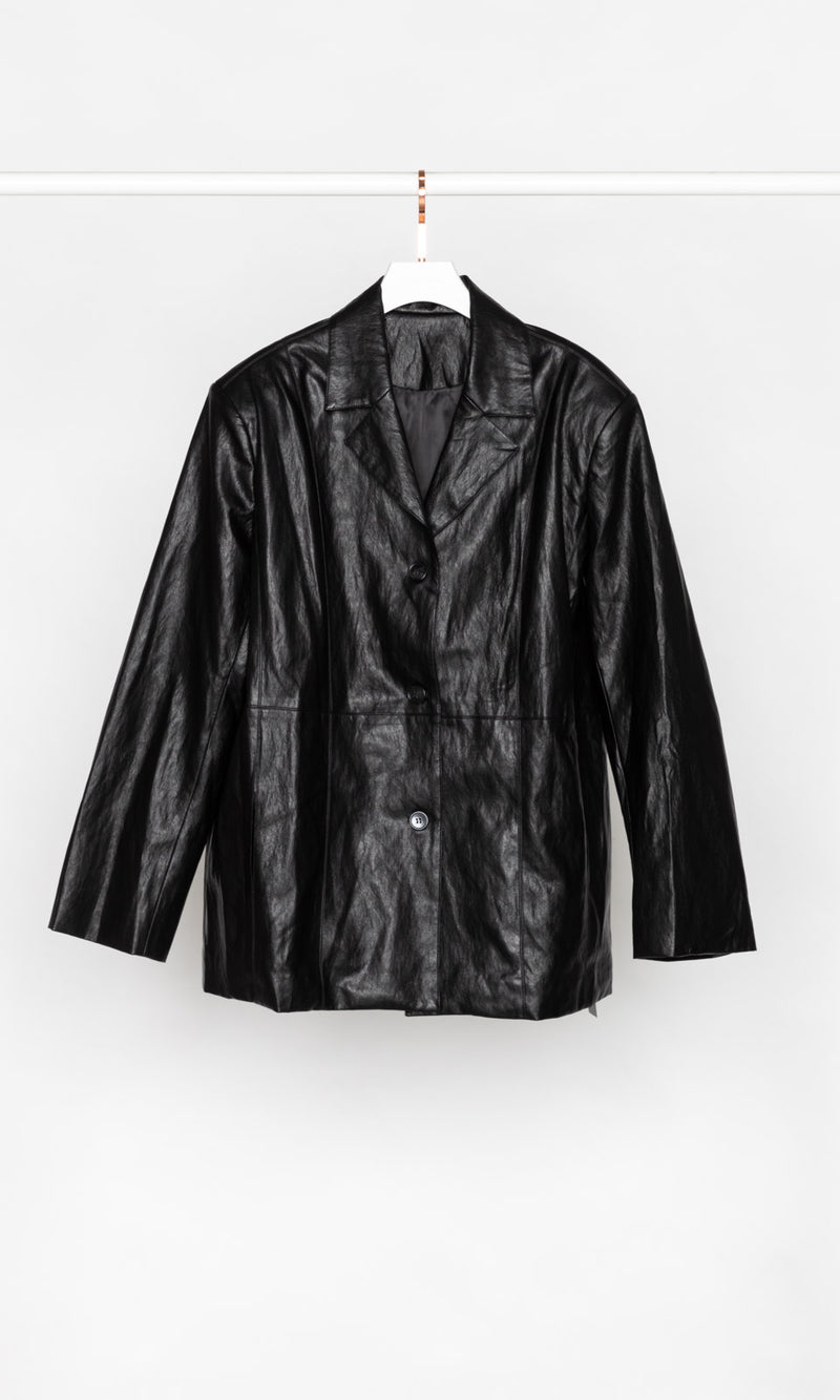 Oversized Shirt Style Leather Jacket