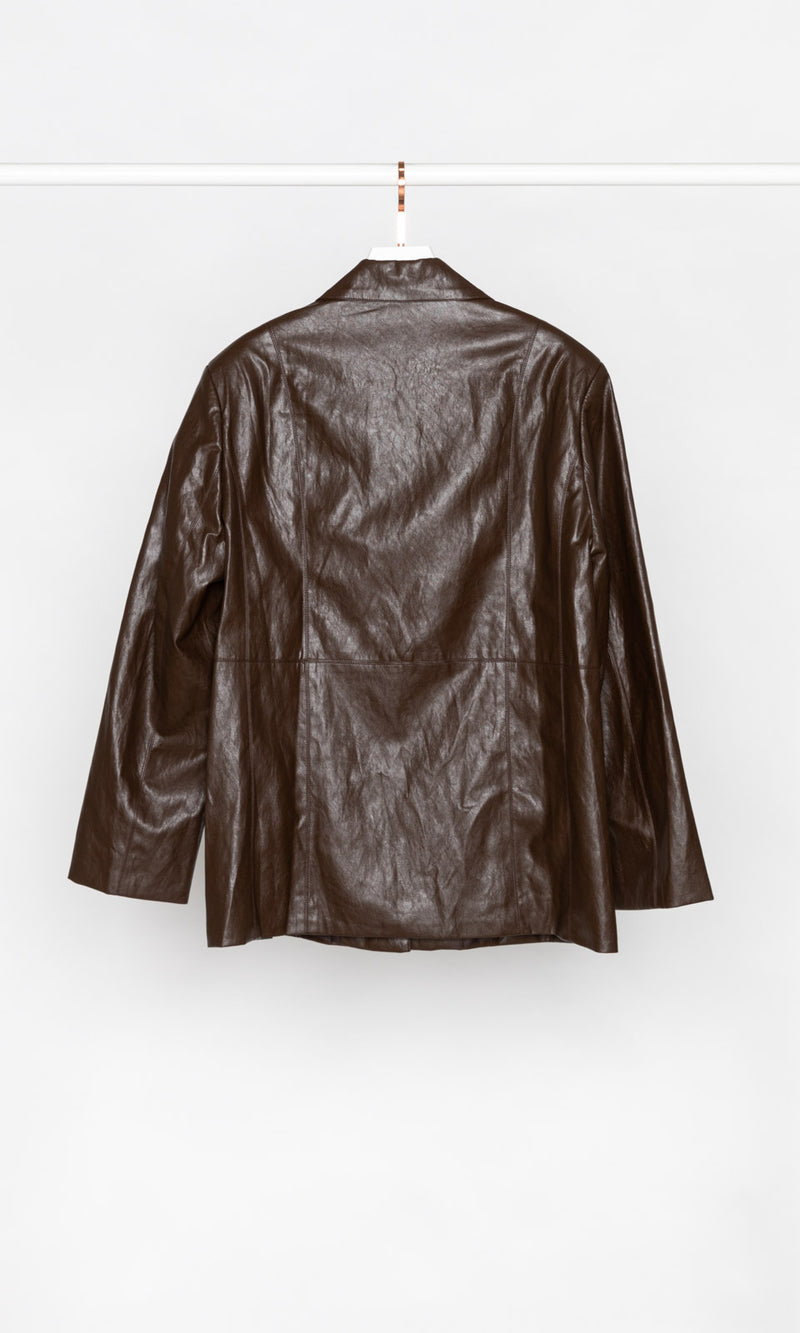 Oversized Shirt Style Leather Jacket