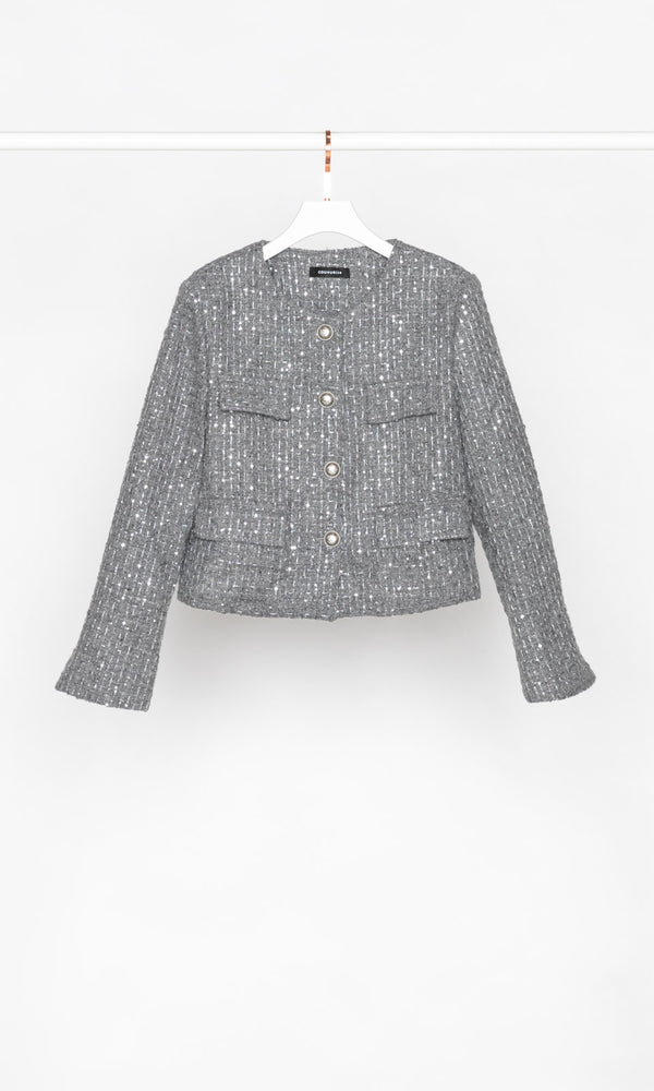 Sparkly Checker Tweed Jacket