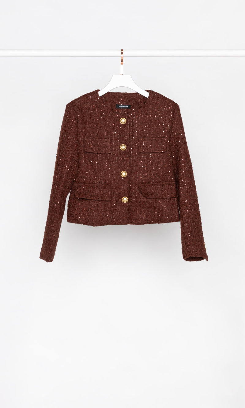 Sparkly Checker Tweed Jacket