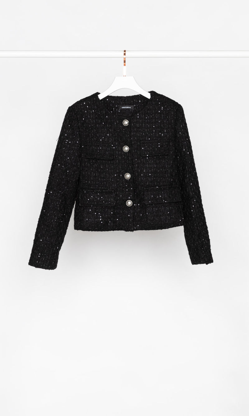 Sparkly Checker Tweed Jacket