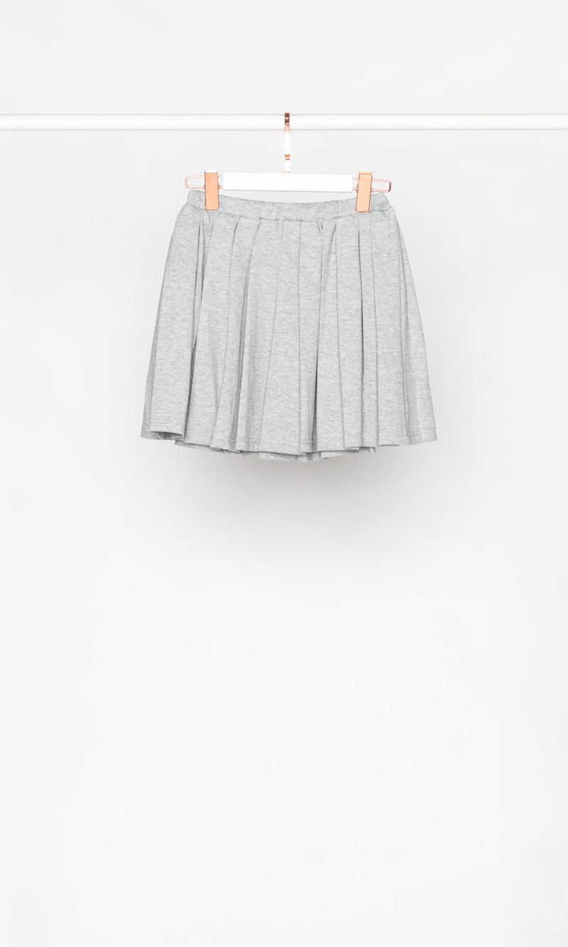 Pleated Sweat Mini Skirt with Drawstring