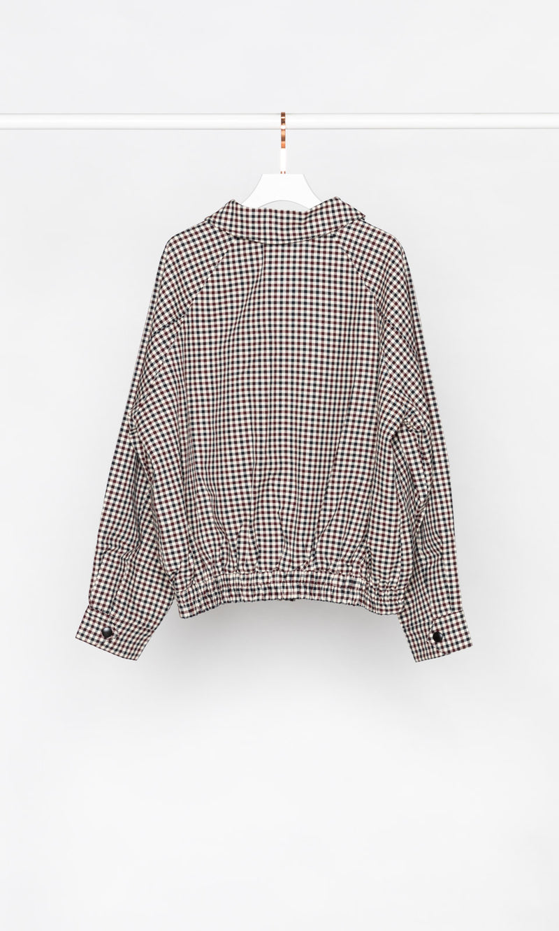 Oversized Checker Zip-up Jacket