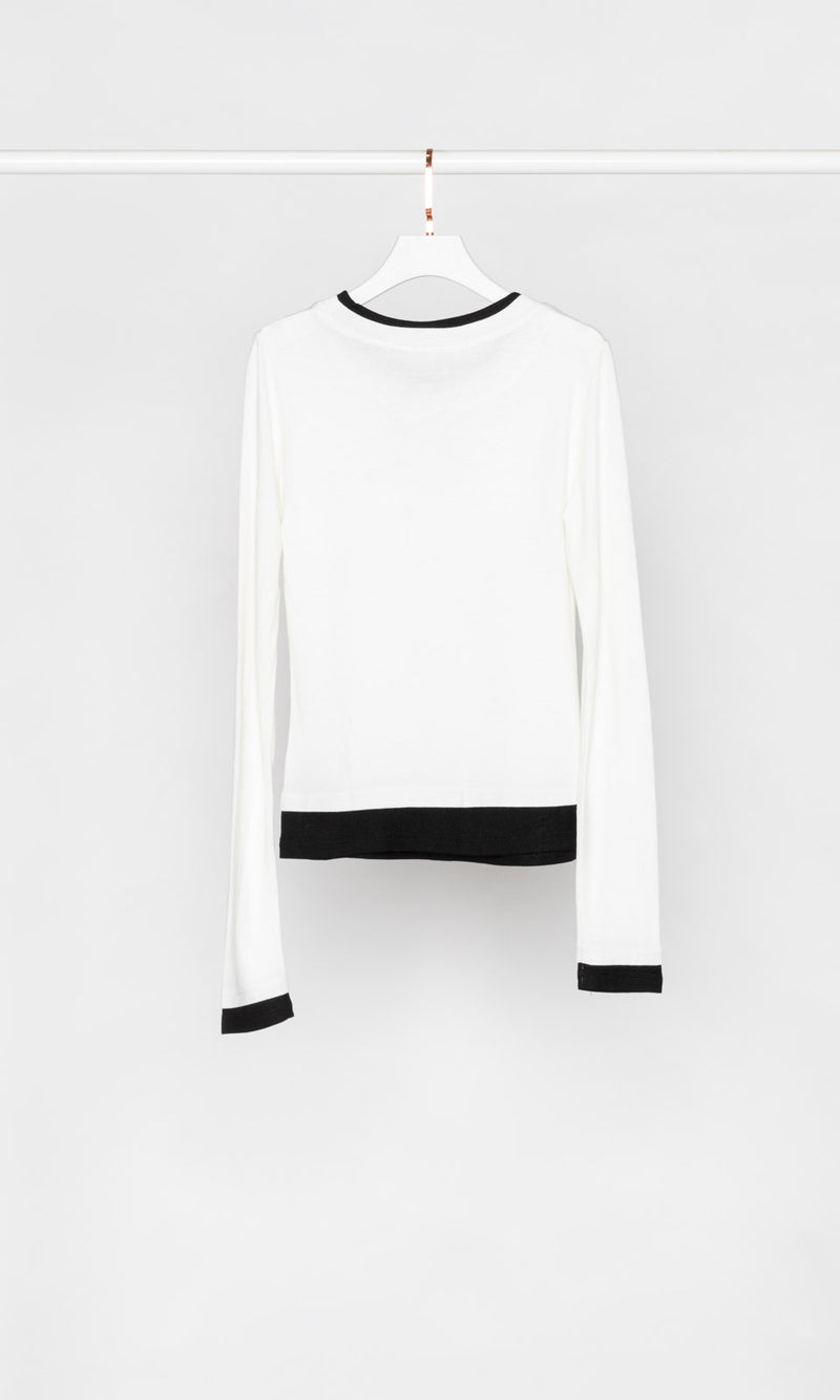 Contrasting Edges Long Sleeves Top