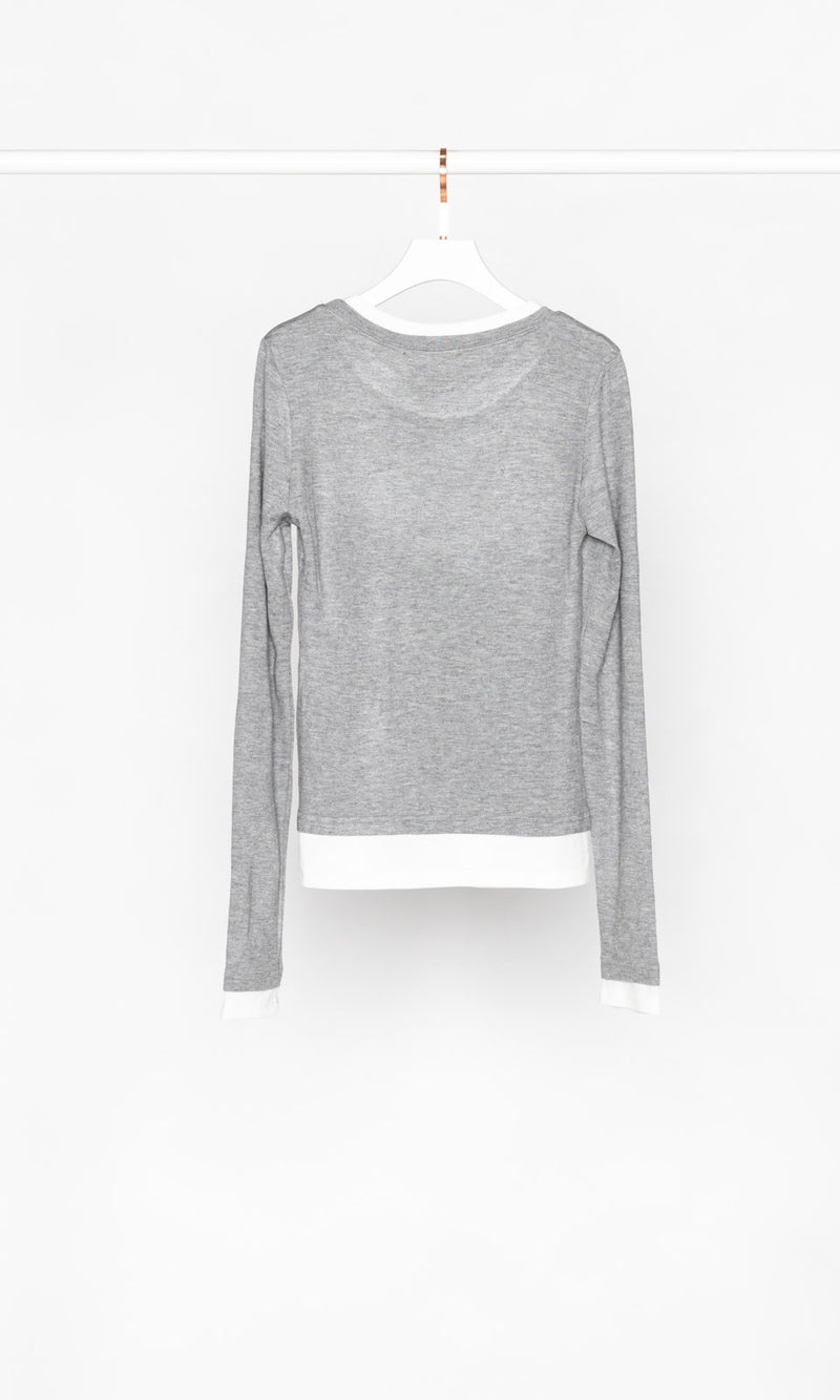 Contrasting Edges Long Sleeves Top