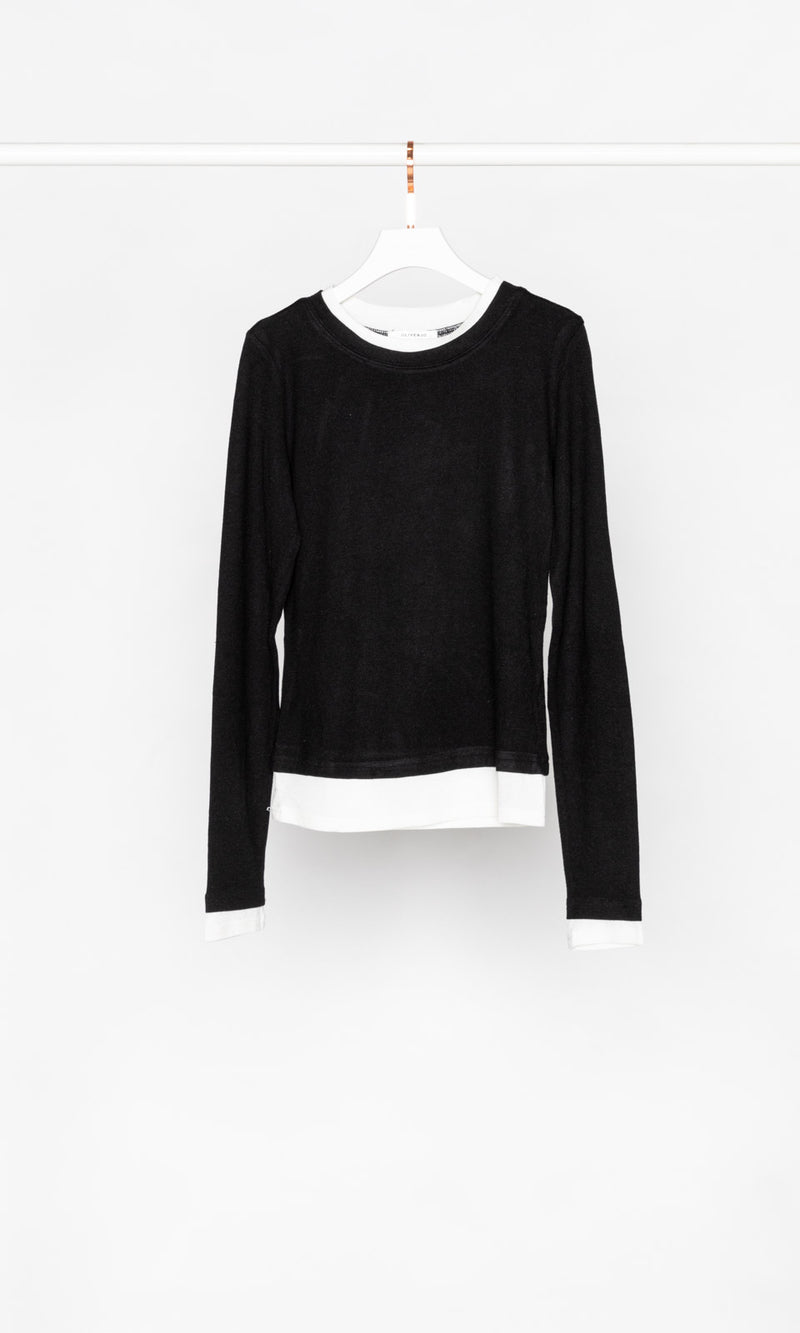 Contrasting Edges Long Sleeves Top