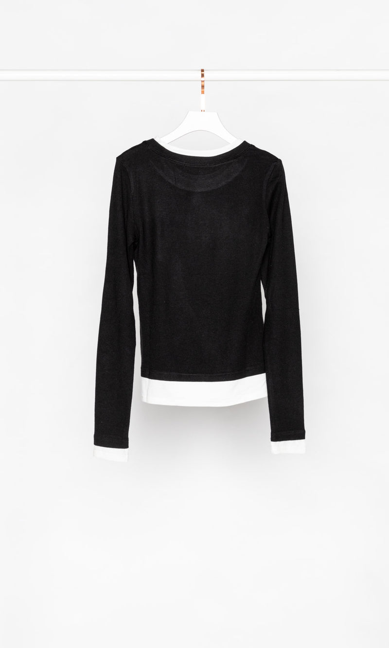 Contrasting Edges Long Sleeves Top