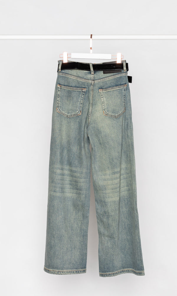 High-waisted Wide Leg Jeans with Belt