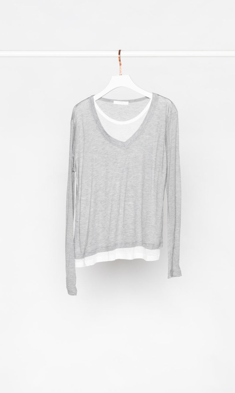 Contrasting Layers Scoop Neck Top