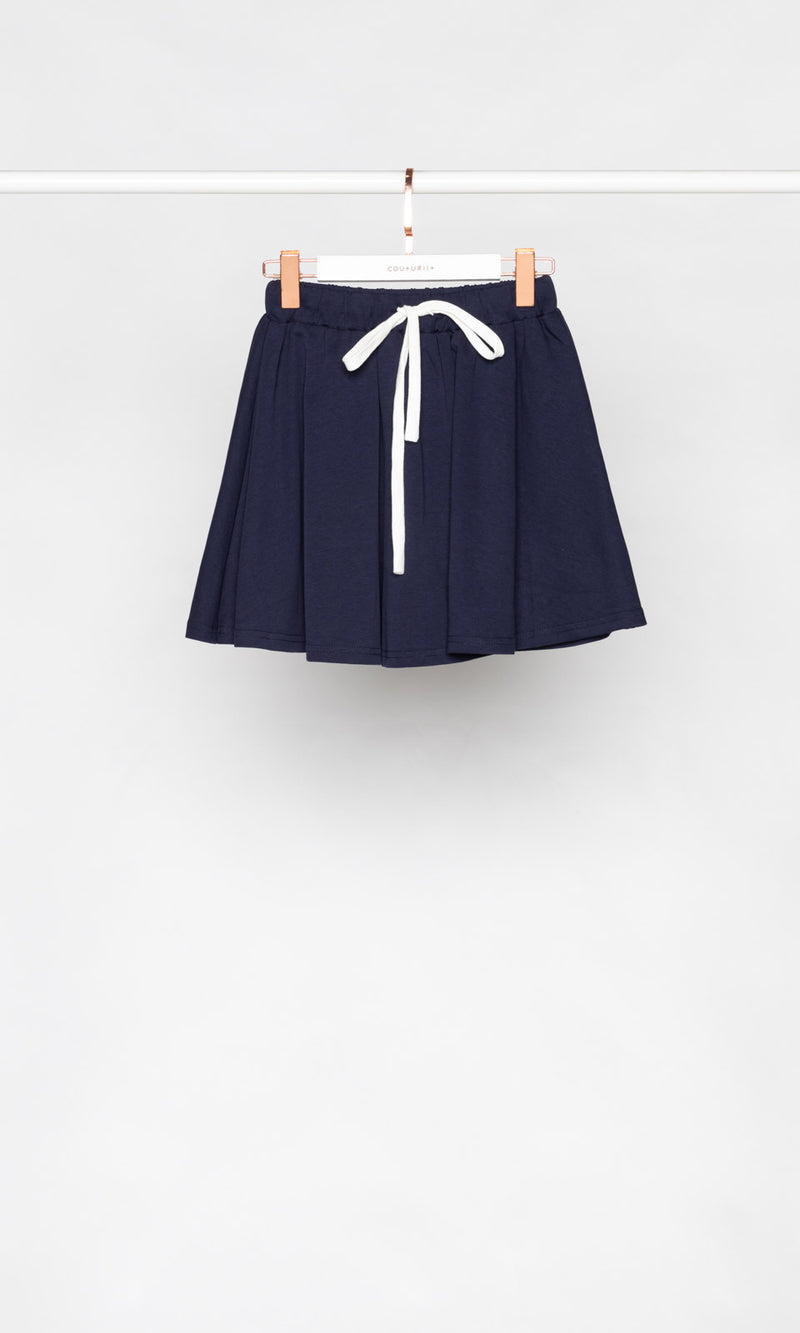 Drawstring Flare Sweat Mini Skirt