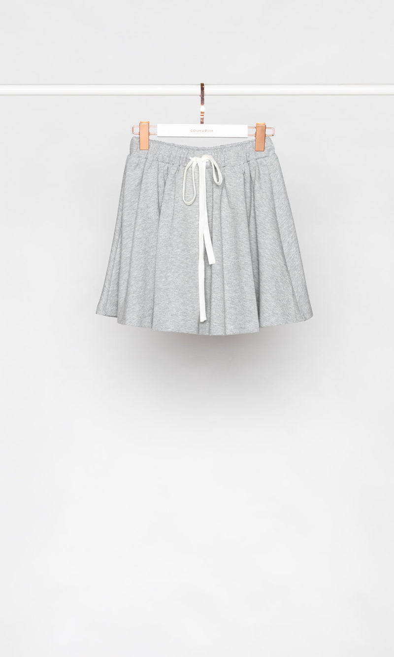 Drawstring Flare Sweat Mini Skirt