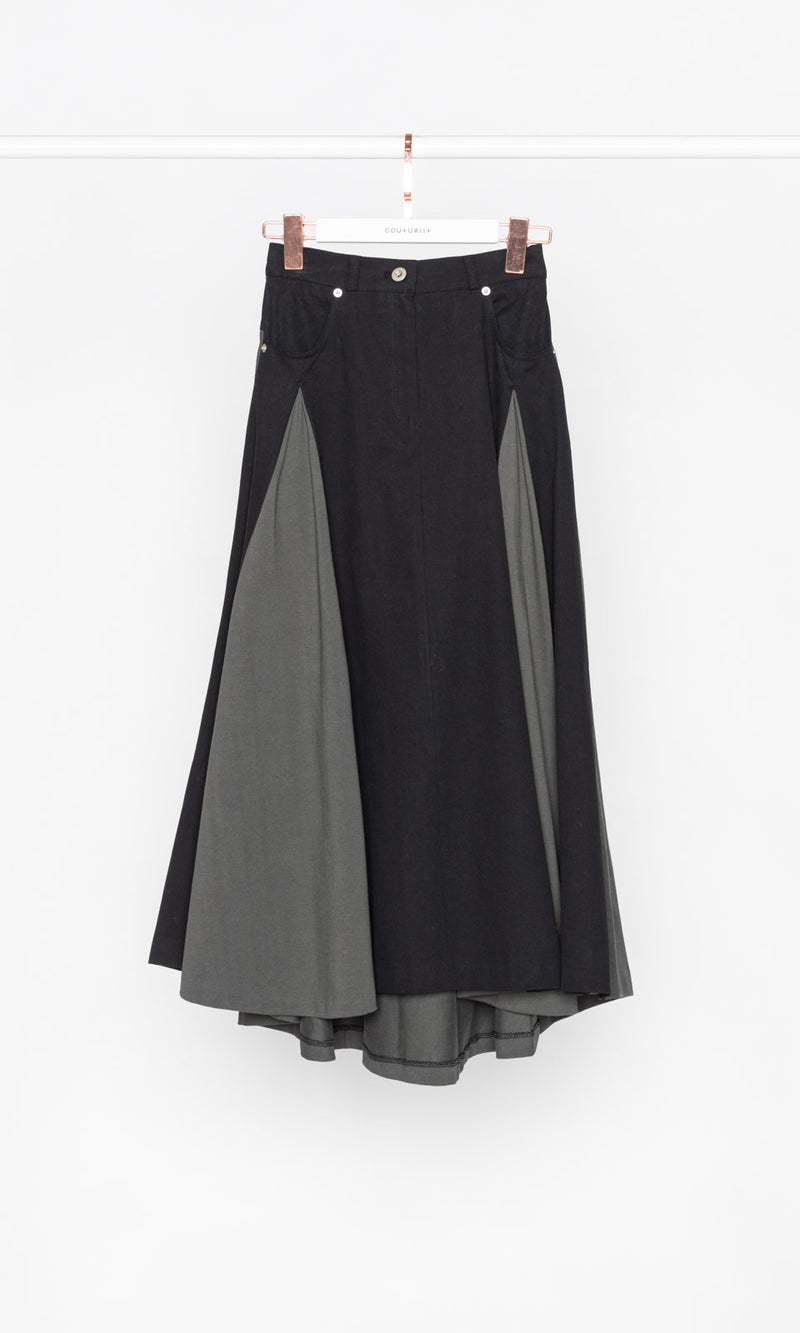 Contrasting Color Panels Maxi Skirt