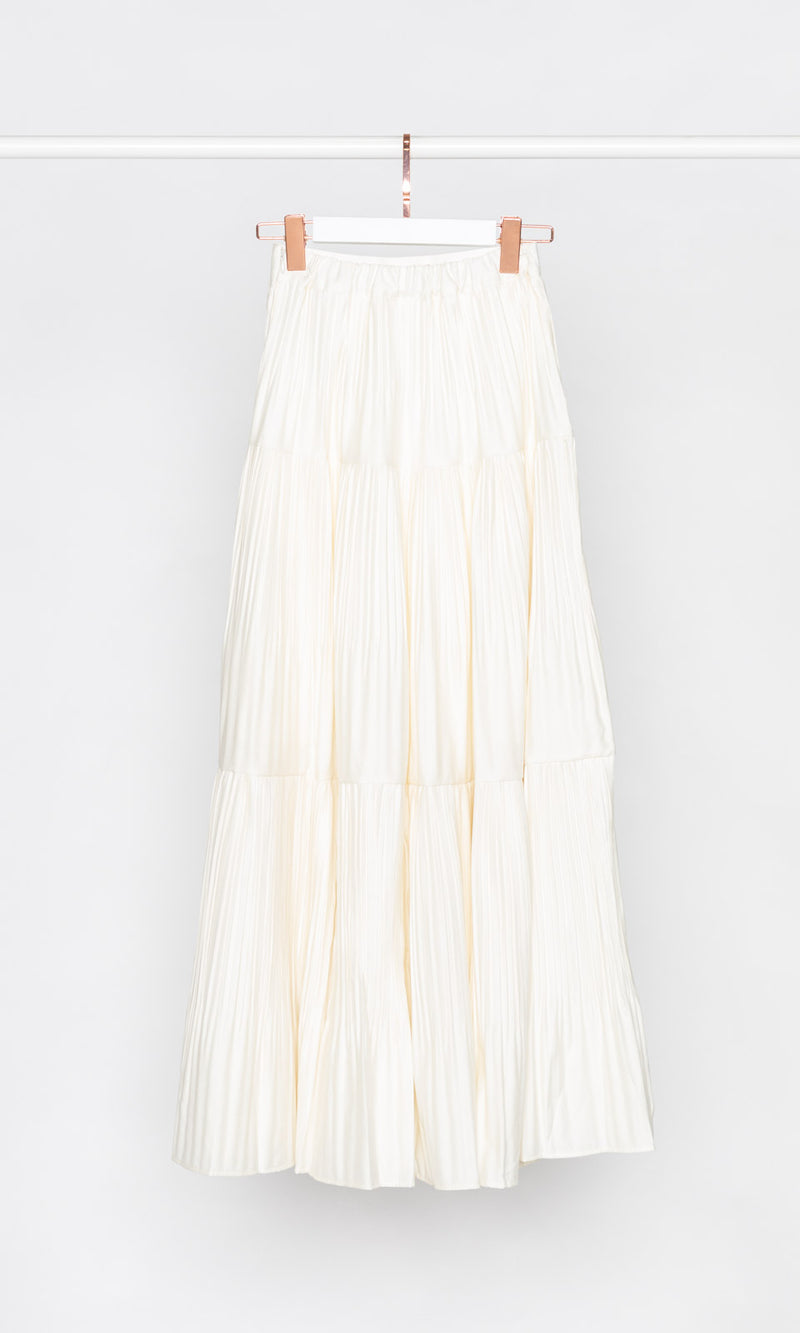 Pleated Flare Maxi Skirt