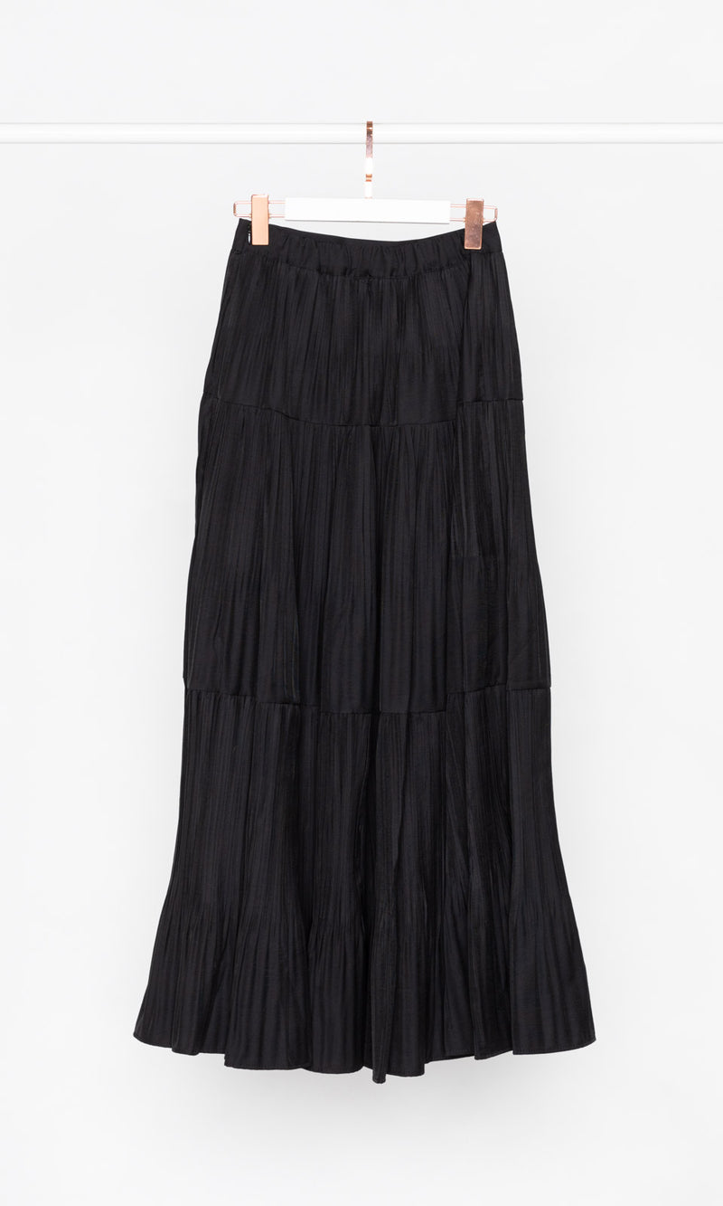 Pleated Flare Maxi Skirt