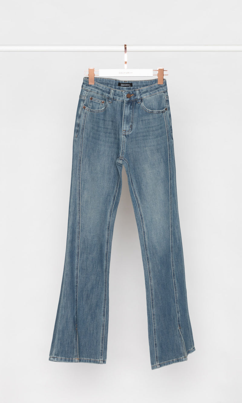 Front Seam with Slits Slight Flare Jeans