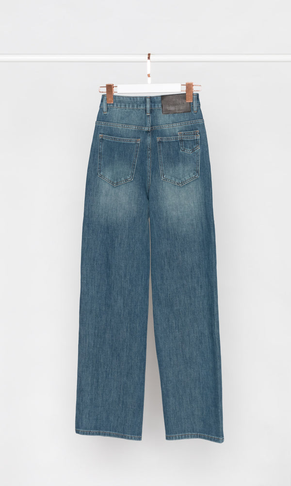 Washed Blue Hight-waisted Relax Jeans