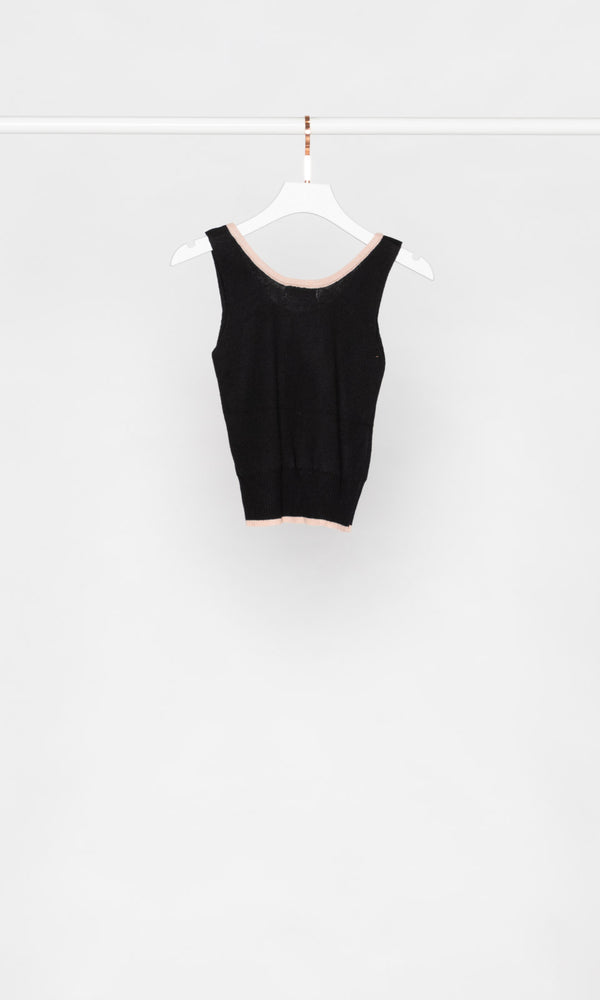 Rose Bow Contrasting Edge Knit Tank