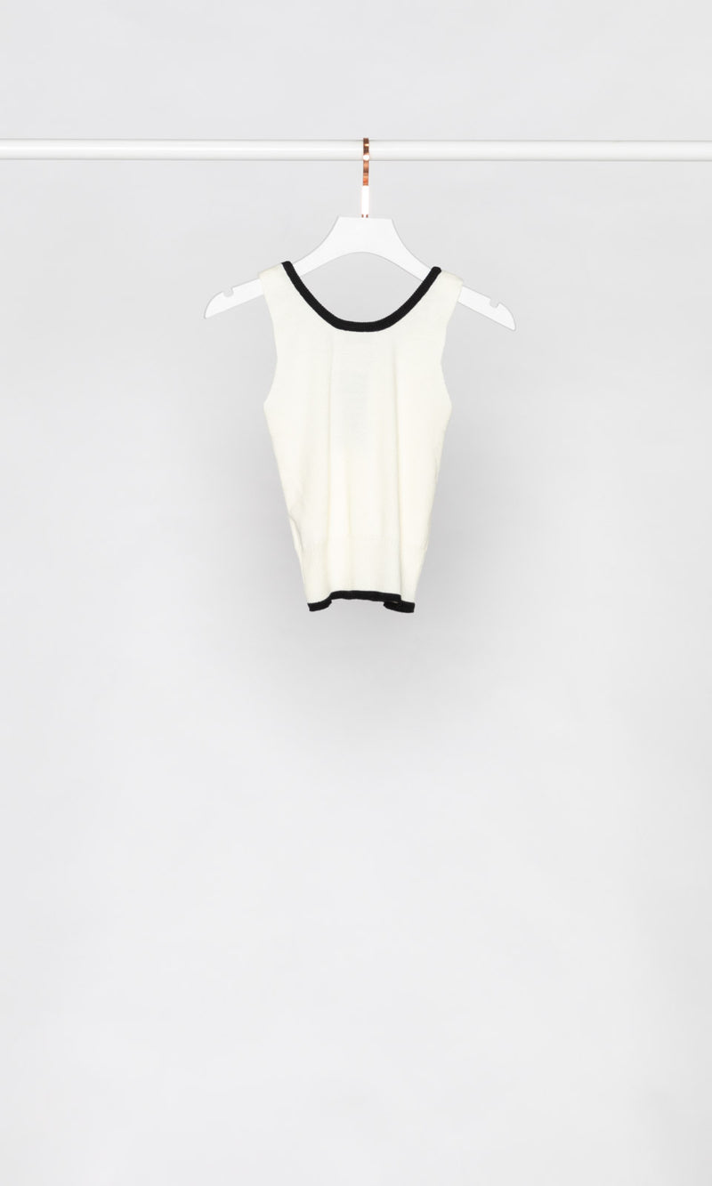 Rose Bow Contrasting Edge Knit Tank