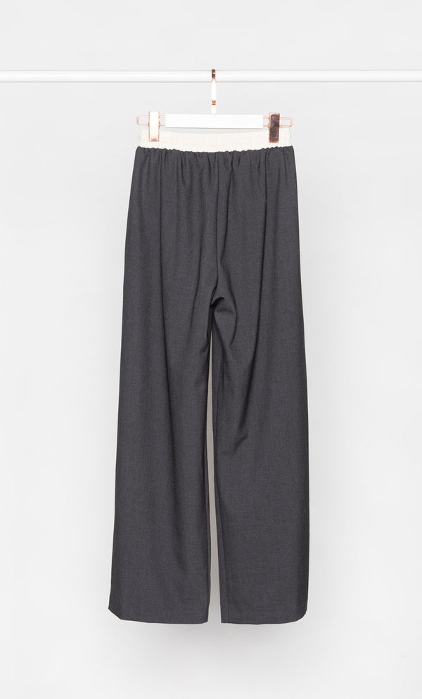 Contrasting Waistband Wide Leg Trousers