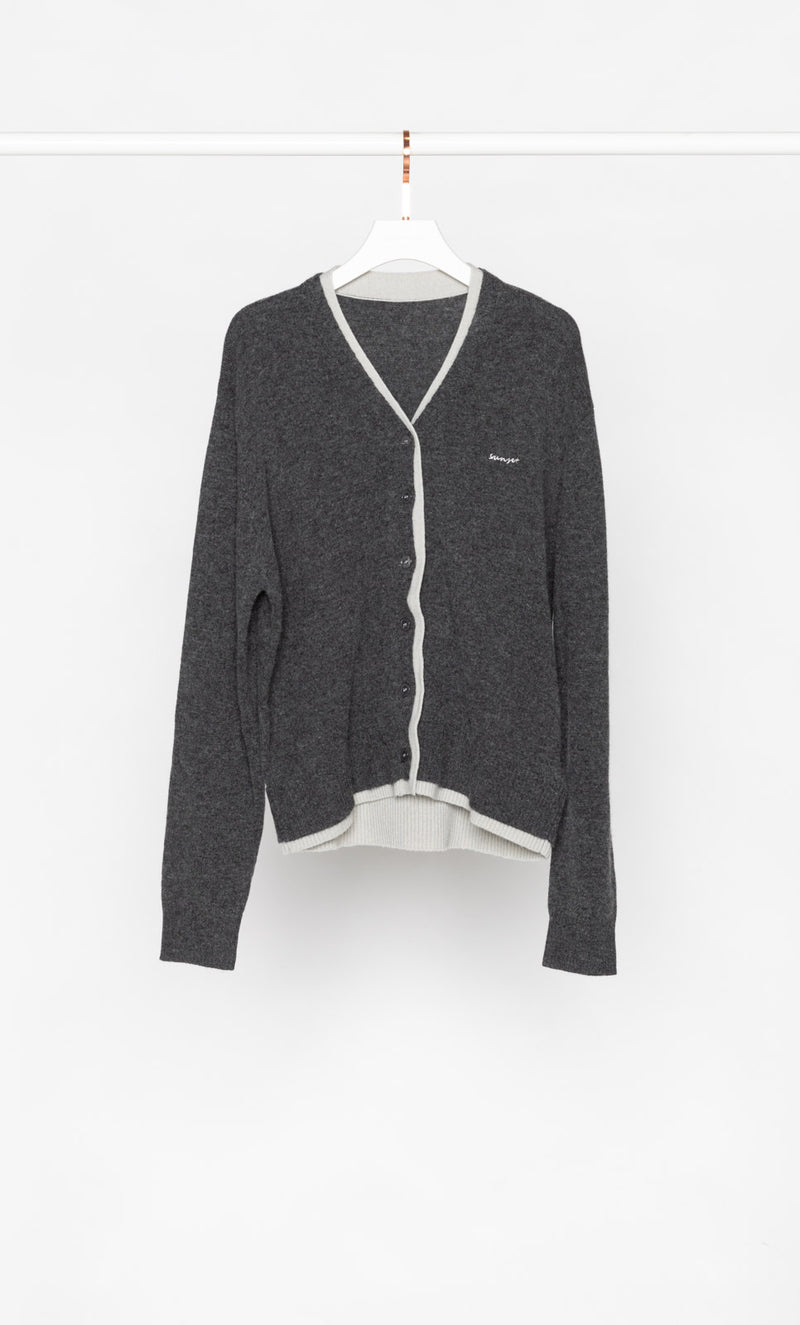 Contrasting Edge V-neck Cardigan