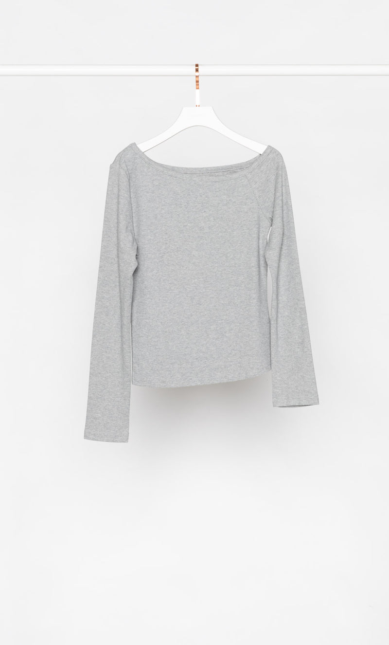 Slanted Shoulder Long Sleeves Top