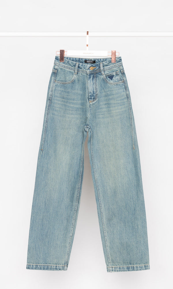 Washed Blue Tapered Relax Jeans