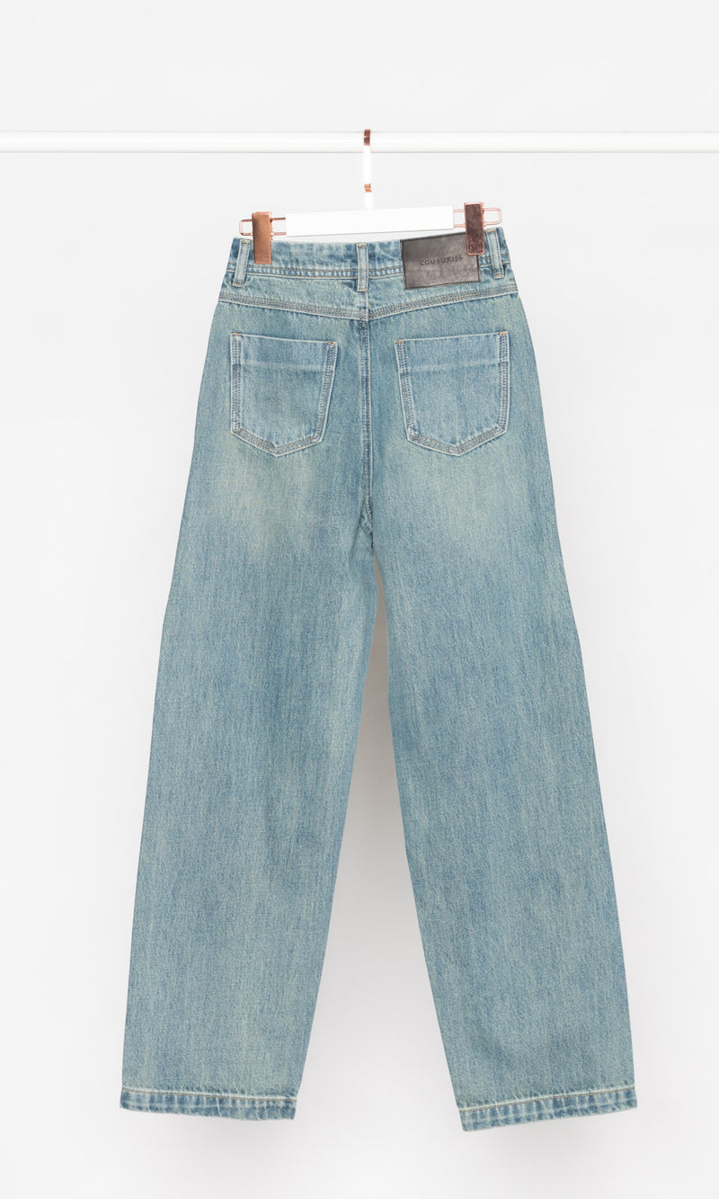 Washed Blue Tapered Relax Jeans