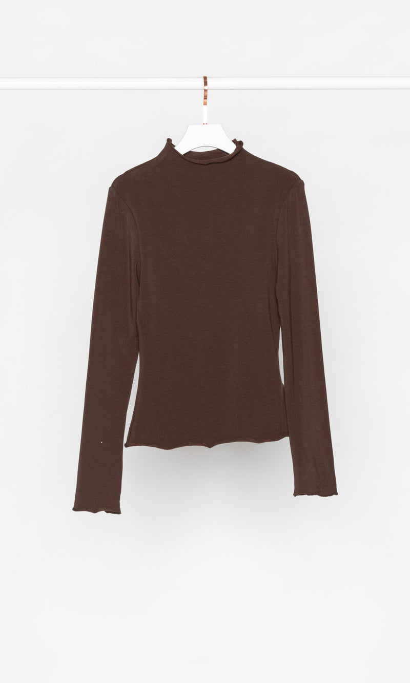 Fleece Lining Funnel Neck Fitted Top