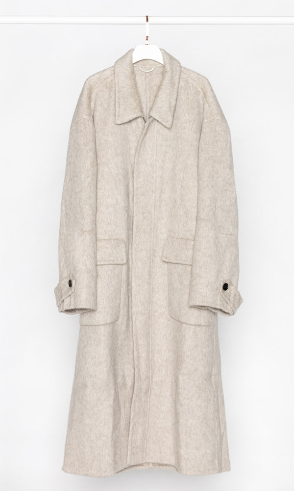 Oversized Zip Up Long Wool Coat