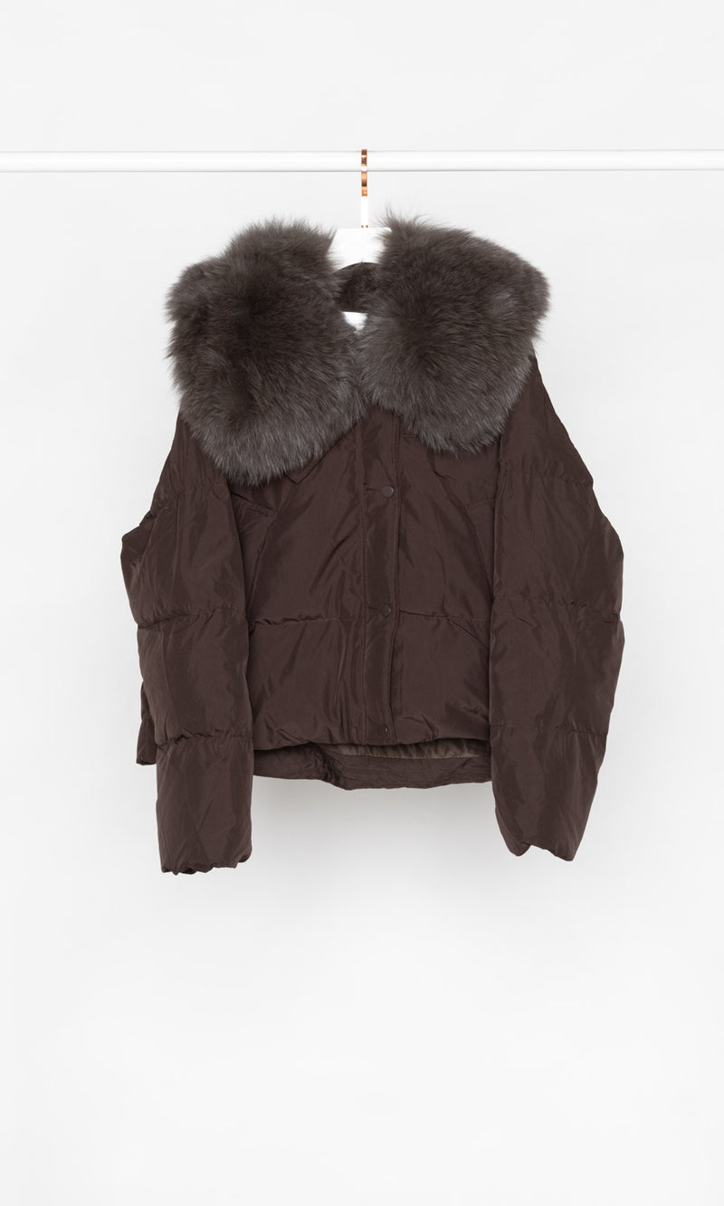 Fur Collar Slight Crop Down Jacket