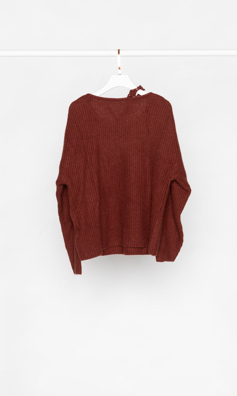 Flower Strap Ribbed Sweater