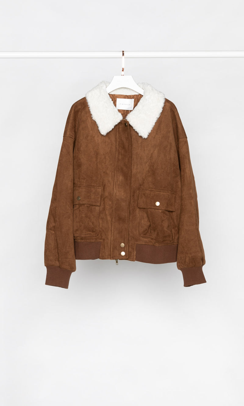 Sherpa Collar Suede Jacket